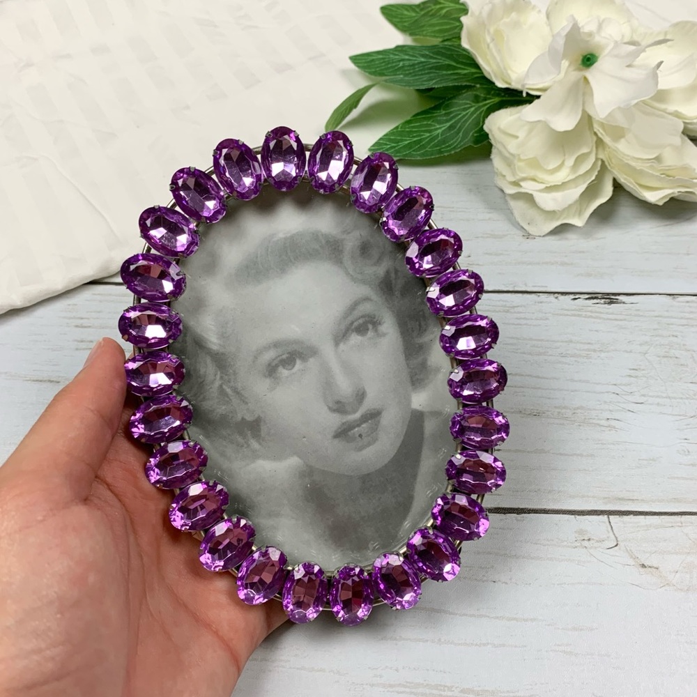 Purple Jewel Oval Stand Alone Picture Frame